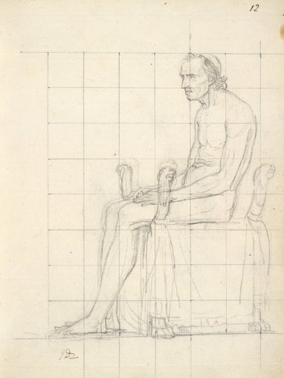 Estudio de desnudo del Papa Pío VII sentado, c.1805-06 de Jacques Louis David